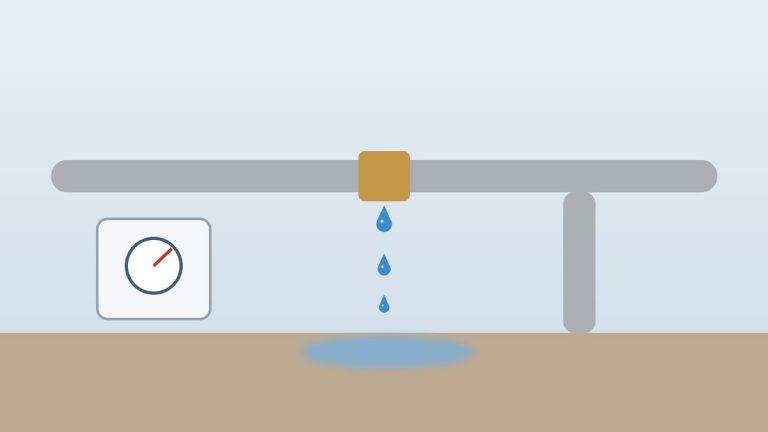 Illustratie: lekkende leidingkoppeling met watermeter
